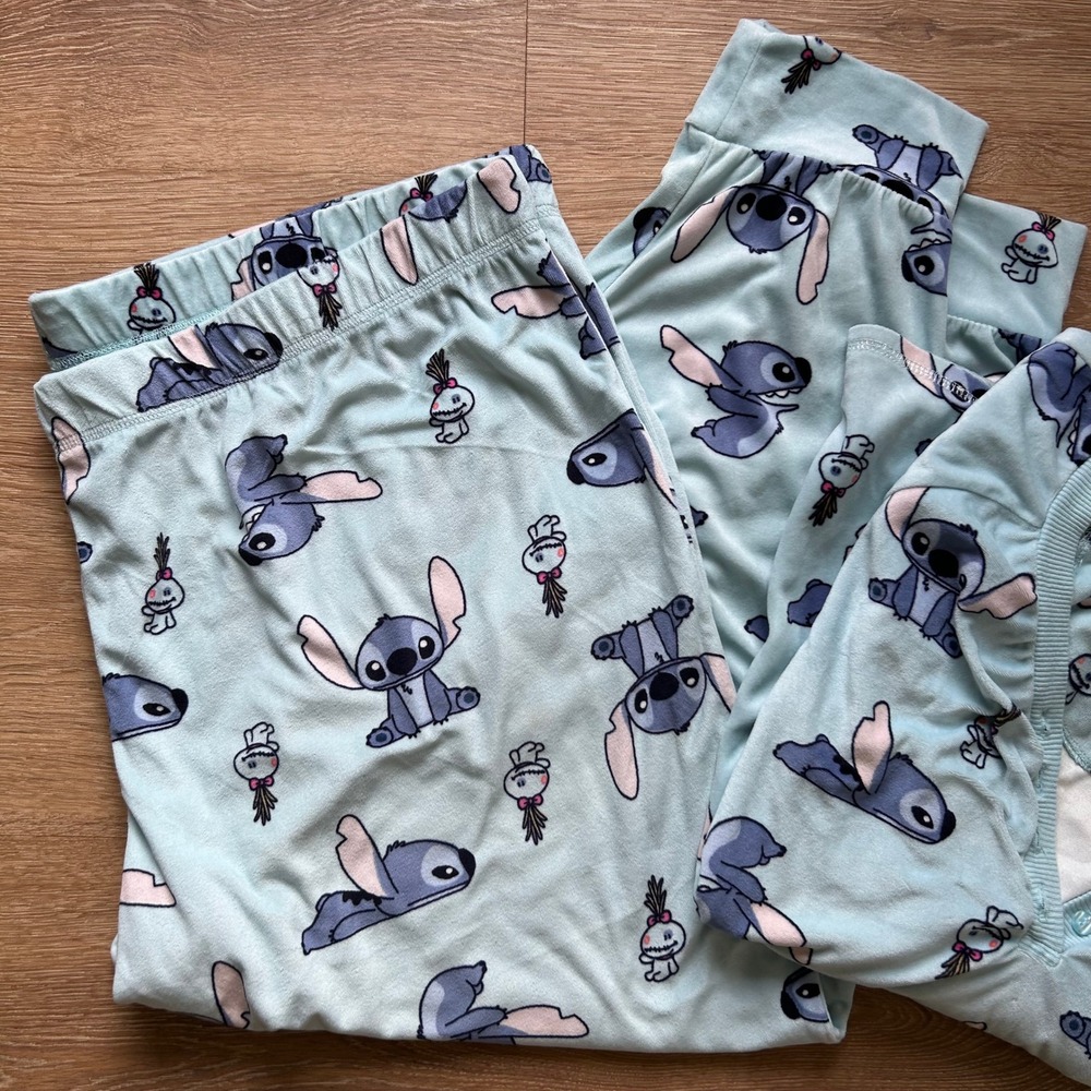Disney Lilo & Stitch Aqua Ethereal Pajama Set 3X Henley Top Jogger Pants - Picture 3 of 10